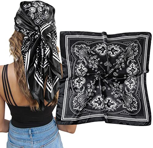 AWAYTR 35 Satin Silk Scarf - Large Hair Bandana, Sleeping Wrap for Women