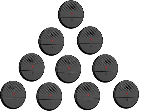 Lancoon Door Window Vibration Sensor Alarm Black 10 Packs 125dB Loud Slim Glass Break Burglar Detector with Adjustable Sensitivity LED Indicator Light for Home Office Security