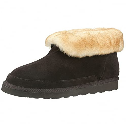 PAMIR Herren Schaffell Stiefel Hausschuhe Indoor Outdoor Ankle Booties mit Memory-Schaum