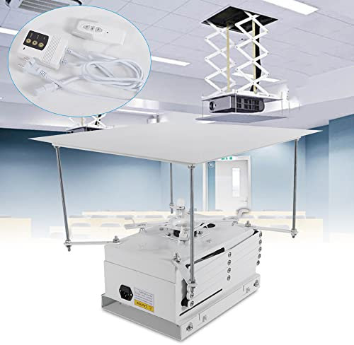 JAYEUW Support de projecteur électrique de 100 cm - Montage au plafond - Avec télécommande - Ascenseur et ascenseur - Charge maximale : 10 kg - Plaque de base 50 x 50 cm