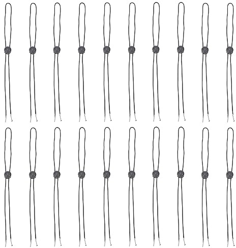 GORGECRAFT 20Pcs Hut Kinn Schnur Verstellbare elastische Hüte Abnehmbare Kinn Schnüre Nylon Faden mit justierbarer Plastikschnalle für Golf Angeln Boot Segeln Kostüm Zubehör, schwarz