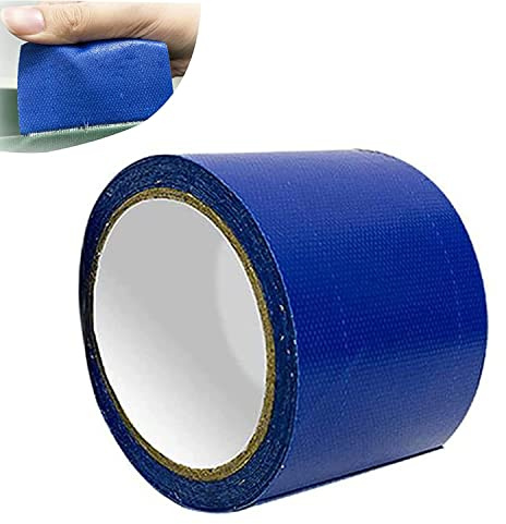 Lcmei High Adhesive Tarpaulin Tape,Tear Repair Kit Waterproof,Universal 3 x 16.4ft Awning Repair Tape,Rip Stop Patch Tent Canvas Sun Protection Tape Tear High-temperature Resistance (Blue)