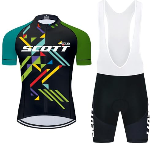 Moxilyn Cykelkläder Set Kortärmad Cykeldräkt Herr Sommarcykeldräkt för MTB Cykling Med Andningsaktiva Gel Vadderade Shorts, 12 st, M