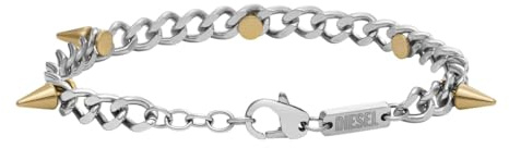 Diesel herrarmband, tvåfärgat stål, DX1453931, Seal Grey Metallic