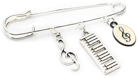 Miniblings 3er Musik Brosche Sicherheitsnadel Pin Violinschlüssel Klavier | Kleines Statement für Revers und Jacke, mit Notenschlüssel