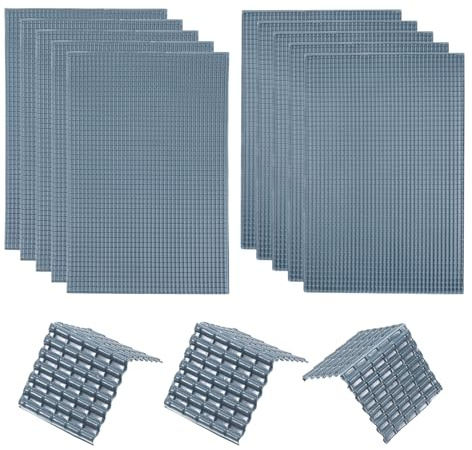 sourcing map Miniatur Dachziegel PVC Modell Dachziegel Mini DIY Ziegel Modellbau-Set für Modellbau Puppenhäuser Gartensandtisch 29,5x19,5cm/1,16x0,76 Dunkelgrau Packung mit 10, 1:30