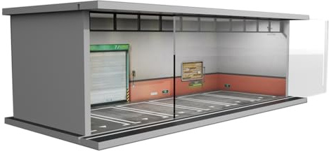 Bivitre Vitrina de Coche a Escala 1/64 con luz LED y Cubierta acrílica, Dioramas de cochera con 6 plazas de estacionamiento, 1/64-6Poff Road | Compatible con coches Hot Wheels Matchbox Mini GT Diecast, para exhibición y almacenamiento de modelos de coche