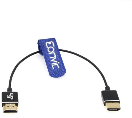 Eonvic Cavo coassiale 2.1 8K HDMI a HDMI ad alta velocità per Atomos Ninja V, Sony a7siii, Portkeys BM5 Monitor HDMI cavo 2,5 mm ultra fine morbido ad alta velocità 48 Gbps tipo A-A (nero)