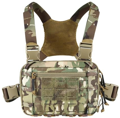 VOTAGOO Taktische Brusttasche, 2L Kapazität, Molle Chest Rig, Brust Pack EDC mit CCW Fach, Verstellbarer Gurt für Outdoor-Aktivitäten (CP)