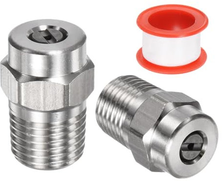 M METERXITY 2Paquets Embouts de Nettoyage de Surface - 15 Degrés 1/4 Mâle NPT Buses de Nettoyeur Haute Pression, Remplacement de Buse de Nettoyeur, en Acier Inoxydable(Orifice de 1,382 mm)