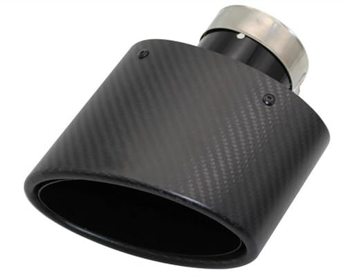DZSFDGDDFGD Endrohre Universal Edelstahl Schwarz Oval 150mm Kippen Links Rechts Matte Faser Auto Schalldämpfer Spitze Auspuffrohr Düse Dekoration Auspuffblenden(Right 63MM)
