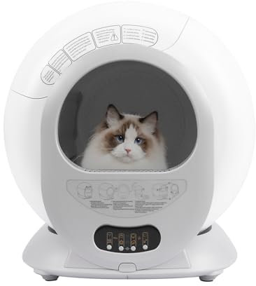 Großer Raum Selbstreinigende Katzentoilette APP-Steuerung Automatischer Deckelverschluss EIN-klick-Streuwechsel Überwachung Gesundheit Ihrer Katze mit Müllsäcke für Katzen Gewicht 2,2-17,6 Pfund