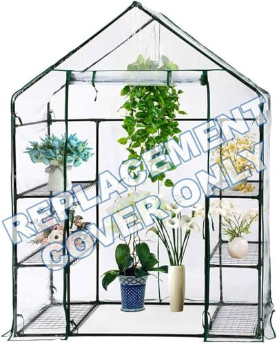 Clear PVC Replacement Universal Cover for Walk-In Greenhouse – Fits 143x73x195cm Plant Grow Houses and Cold Frames – Universal Fit for Most Walk-In Greenhouses
