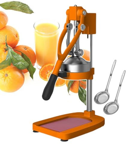 forplubossmmp Spremiagrumi Professionale E Frantoio per Frutta per Uso Commerciale, Estrattore di Succo D'arancia A Pressione Manuale, Acciaio Inossidabile Facile da Pulire (con 2 Colini),Orange