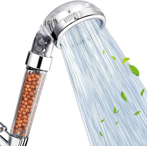 NOSAME Shower Head, Filtration High Pressure Shower Head Water Saving with 3 Mode Function Spray Handheld Showerheads for Dry Skin & Hair (Clear (Shower Head))