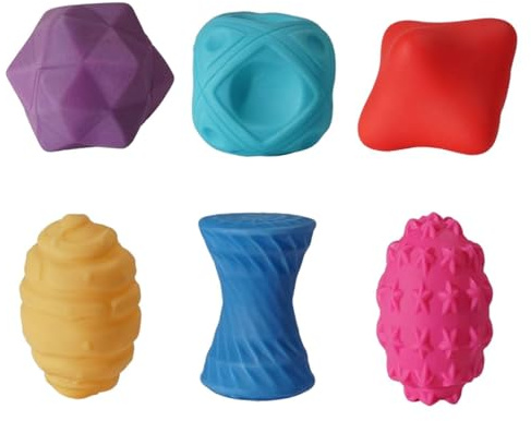 Sensoriska babybollar – babyträningsbollleksak, multi-texture sensoriska bollar, flerfärgade olika former set för spädbarn och småbarn, Juu