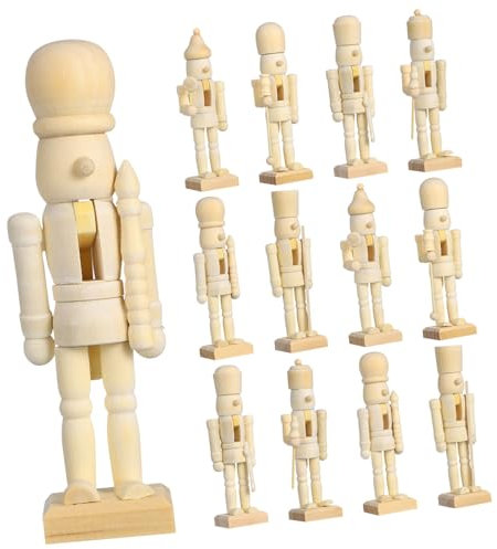 OKUMEYR 12pcs Unfinished Nutcracker Wood Puppet Xmas Ornaments for DIY Home Decor