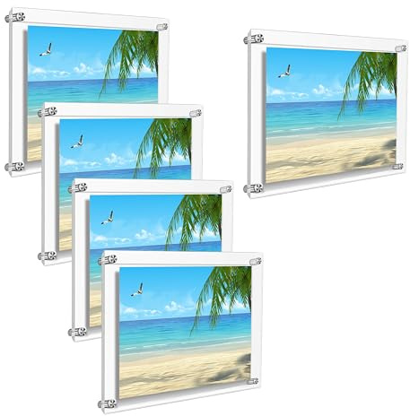 TUKA-i-AKUT 5X Acrilico Cornice Display da Parete per A5 Formato, Trasparente Targa da Ufficio Doppio Pannello, Cornice a Parete per Documenti Foto Certificati Volantini Poster, TKD9402-A5-5X