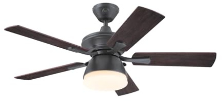 Westinghouse Lighting 7316240, traditioneller 105 cm Deckenventilator Nevada von Westinghouse Lighting aus Eisen für den Innen- und Außenbereich, Leuchte mit Opalmilchglas