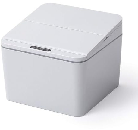 Poubelles de bureau carrées, petites poubelles à induction intelligentes en plastique, poubelles automatiques avec couvercle pour table à manger et chevet, poubelles de cuisine (gris, 4 L) (gris 6 L)