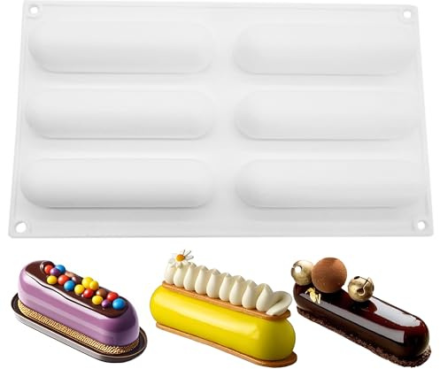 YJFY Lange Streifen Mousse Silikonform Handseife Silikon Formen Gebackene | französische Dessertform Antihaft Silikon MuffinformHitzebeständig Lebensmittelecht Geburtstagsparty (weiß 2, 6 Löcher)