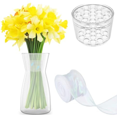 Vasen aus Glas Klarglas Vase für Blumen Glasvase für Tischdeko Transparente Dekorative Vasen Hydrokultur Blumenarrangement für Pampasgras Tulpen Rosen Deko für Schlafzimmer Wohnzimmer Büro