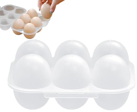 Linsition Caja de almacenamiento para huevos de 6 compartimentos, transparente, apilable, de polipropileno (PP), rectangular, 1 unidad