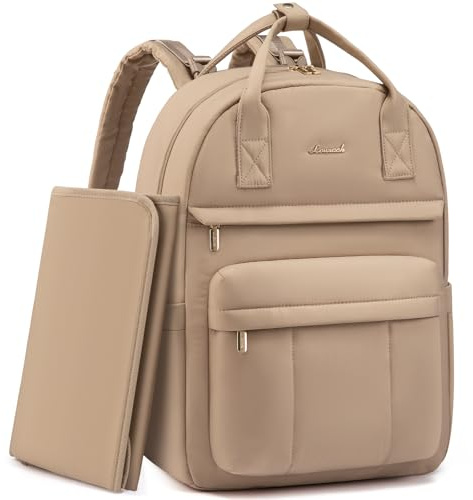 LOVEVOOK Baby Changing Bags, Large Nappy Backpack Lightweight Diaper Bag With Portable Changing Mat & Stroller Straps Maternity Pregnancy Hospital Bag Rucksack for Mom & Dad, Khaki