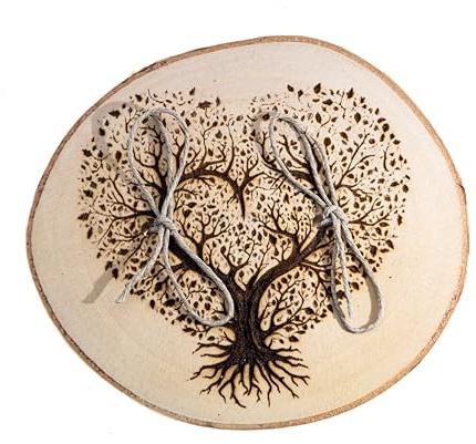 generico Holz Ringhalter für Hochzeit Ringhalter Ringhalter Hochzeitsring Ringhalter mit Baum des Lebens Herz (10 cm)