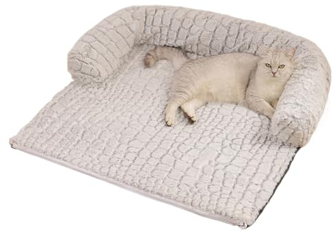 Qkbuza Hundbäddsoffa fleece 80 x 75 cm hundmadrass för soffa med U-formad stöd ortopediska hundbäddar, tvättbar halkfri husdjurssäng, soffa för hundar, låda, madrass, husdjur, soffor, möbelskydd