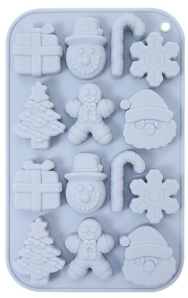 Moldes de silicona para días festivos, 14 capas, antiadherentes, moldes para jabón, para Navidad, para hornear en vacaciones, manualidades, fondant, pasteles, alimentos, dulces, jabón, galletas