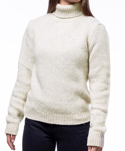 Maglifilo Maglione Donna Invernale Collo Alto in Lana Merino – Dolcevita Morbido, Caldo e Leggero – Maglia Grossa Ideale per l’Inverno Freddo e la Montagna, Confezione Regalo Inclusa (Mandorla)