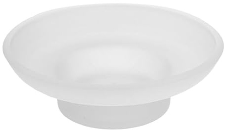DIYEAH Glass Soap Dish Round Transparent Soap Holder for Bathroom Vanity Countertop Shower and Kitchen Sink Nonslip Base Easy to Clean 1 Piece