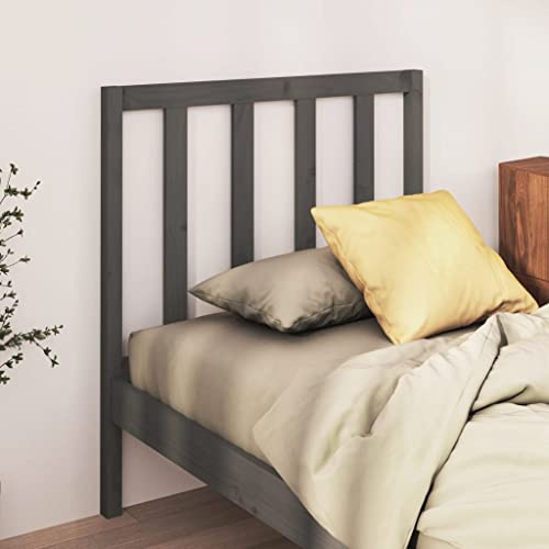 Owoxanthellate Kopfteil für Bett Massivholz Kiefer 81 x 4 x 100 cm Modernes Grau Schlafzimmer Wandkissen Look Robust Langlebig für Boxspringbett & Holzrahmen