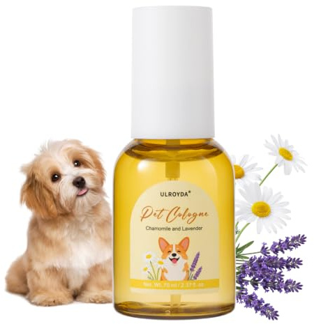 ulroyda Perfume para perros – Lavanda & Manzanilla Perfume Calmante Perfume Spray para Perros y Gatos Desodorizante Desodorante Antiolores Ligero y No Adhesivo Cuidado Perro 70 ml