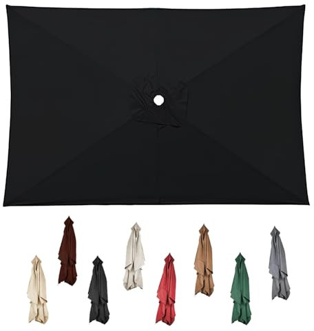 Housse De Rechange Pour Rectangulaire Parasol De Terrasse, 4/6/8 Baleines -Auvent De Rechange Pour Parasol Déporté, Cour, Jardin(Black,2.0x3.0m)
