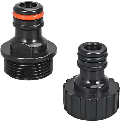 Qrity Conectores de Grifo 3/4, Rosca Interior & Exterior, 2 Piezas | Antifugas ABS Adaptador Manguera Jardín, Rosca con Macho & Hembra para Instalación Rápida Exterior, Conexión Segura sin Fugas