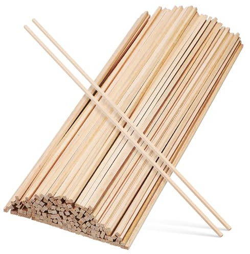 DINHEAROM 150 Stück Holzstäbe für Bastelarbeiten mit Unbehandeltem Design und Einfacher Bemalung Geeignet für Holzprojekte und Modellbau