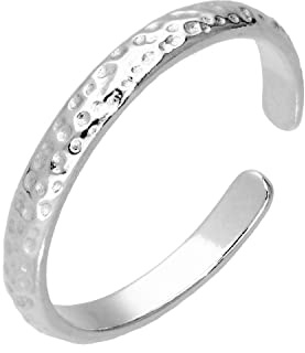 Sterling silver hamrad finish justerbar tåring, Sterlingsilver, Ingen ädelsten