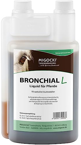 MIGOCKI BRONCHIAL Liquid – Ergänzungsfuttermittel für Pferde – für gesunde Atemwege – Dosierflasche 1000 ml