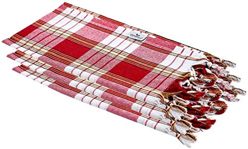 Carenesse Hamamtuch Classic 3er Set 80 x 170 cm I Hamam Handtücher 100% Baumwolle I 3X saugfähiges & schnell trocknendes Pestemal rot kariert I Kompaktes Hamam Strandtuch/Saunahandtuch Bundle