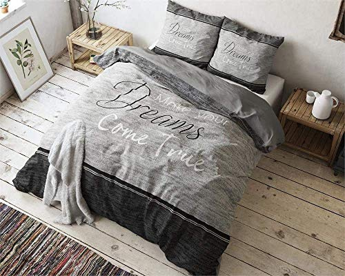 Sleeptime Bettwäsche 2-teilig 100% Baumwolle – True Dreams - atmungsaktiv & hautfreundlich – Oeko-TEX® geprüft, Reißverschluss, pflegeleicht – 1x Bettbezug 155x220 cm + 1x Kissenbezug 80x80 cm