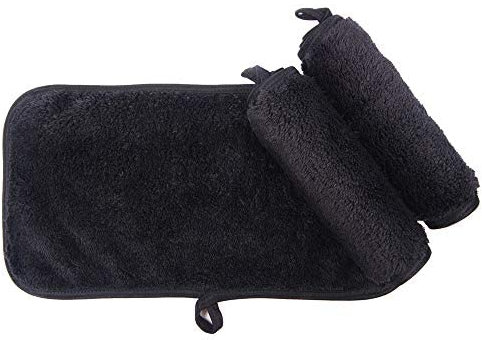 KinHwa serviette demaquillante lavable microfibre Serviette Visage De luxe Ultra-douce pour un usage quotidien 15cm x 30cm 3 Pack Noir