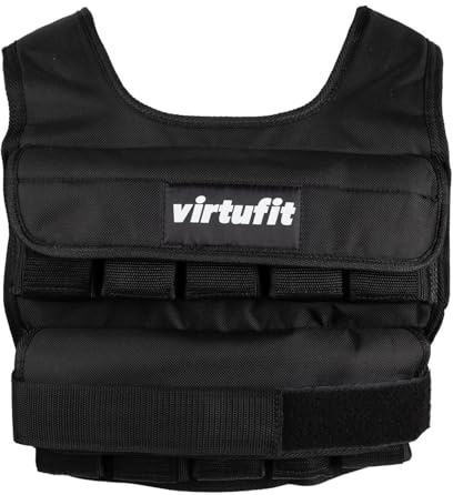 VirtuFit Gilet ponderato regolabile Pro, 10 kg, nero, gilet da allenamento, allenamento della forza