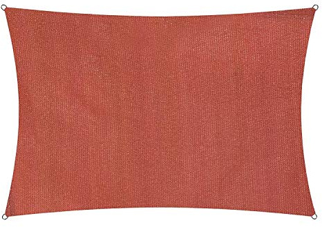 Lumaland Sonnensegel Rechteckig | 2 x 3 Meter | Wetterbeständiger Sonnenschutz inkl. Befestigungsseile | Terrasse, Garten & Balkon Schattenspender aus HDPE mit UV Schutz [Terracotta]