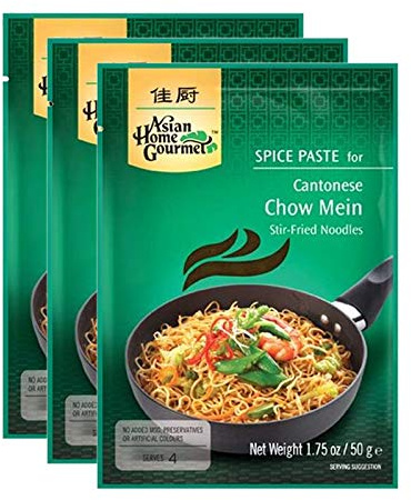 Preparado para Chow Mein cantonés en pasta concentrada pack 3x50 g salsa para fideos salteados wok sabor auténtico sin glutamato