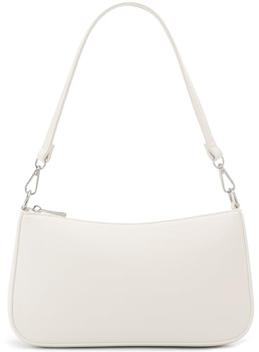 NIUEIMEE ZHOU Small Shoulder bag with 2 Removable Straps Cross Body Clutch Purse Handbag for Women (Style 3-Leather White)