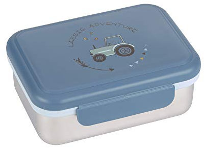 LÄSSIG Kinder Brotdose Edelstahl Lunchbox Frühstücksbox Nachhaltig Kindergarten Schule/Adventure Tractor