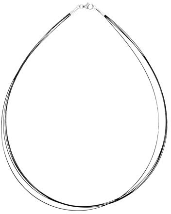 Halsreif - Nyloncollier 5-reihig -schwarz- - Edelstahl mit Verschluß aus Silber 925/000