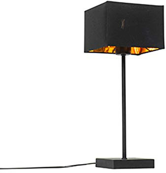 Qazqa Modern Tischleuchte - Vt - Schwarz Gold, Quadratisch, max. 60W, Geeignet für LED, 44cm, Ideal als Küche lampe, Schlafzimmerlampe und Wohnzimmerlampe